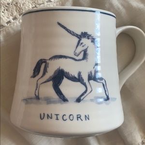 anthropologie blue and white unicorn mug!